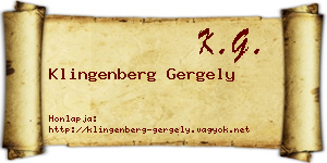 Klingenberg Gergely névjegykártya
